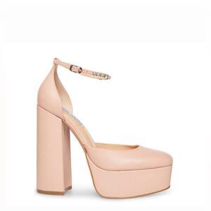 NWT Steve Madden Bangle Blush Leather Ankle Strap High Platform Pump in Blush 10